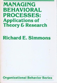Image of Managing Behavioral Processes: Aplications Of Theory And Research